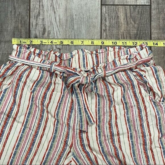 Art Class Vertical Striped Shorts Pink Red White Blue Cream Green Belted XL - Picture 6 of 7